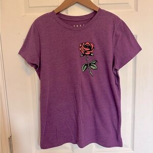 Free State Purple Tee with Rose Appliqué, size XL